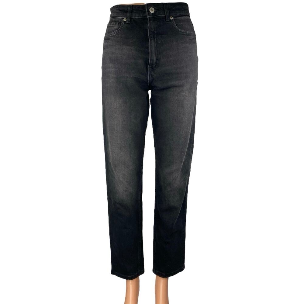 Zara Women's Black High Waisted Baggy Straight Leg Denim Jeans Pants Size 4